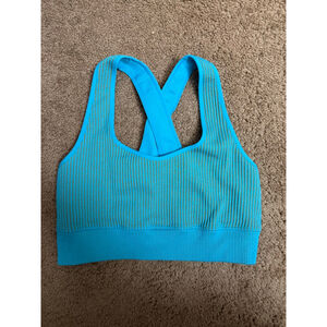Women's JoyLab Blue Ribbed Sports Bra S